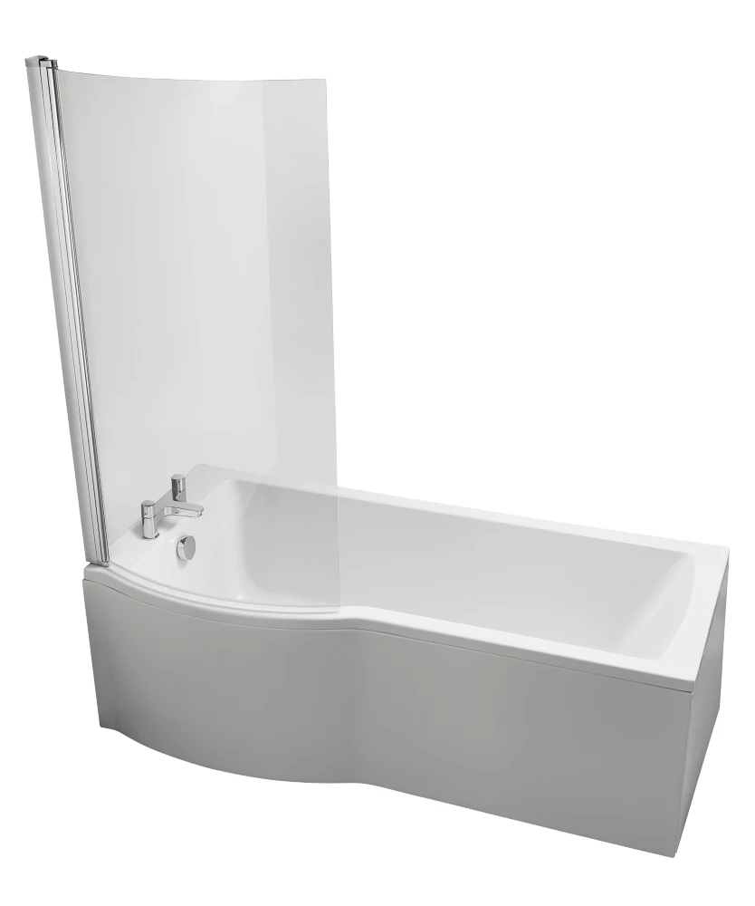 Ideal Standard Giovo Curve P-Shape Shower Bath Left-Hand Acrylic No Tap Holes 1700mm