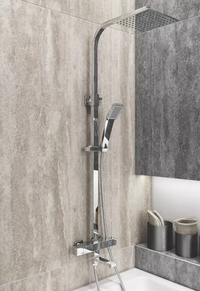 ETAL Socorro Rear-Fed Exposed Polished Chrome Thermostatic Bar Mixer Shower - Image 2