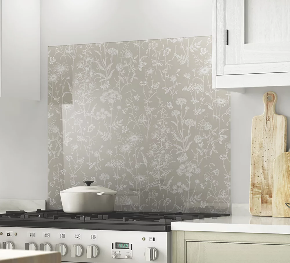 Laura Ashley Lisette Flint Self-Adhesive Glass Kitchen Splashback 600 X 750 X 6mm - Image 2