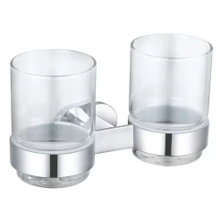 Aqualux Sandown Double Tumbler Holder With Glass Chrome