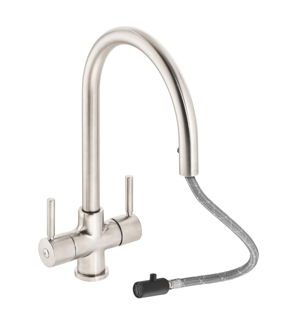 Abode Zest Pull-Out Mono Mixer Kitchen Tap Brushed Nickel
