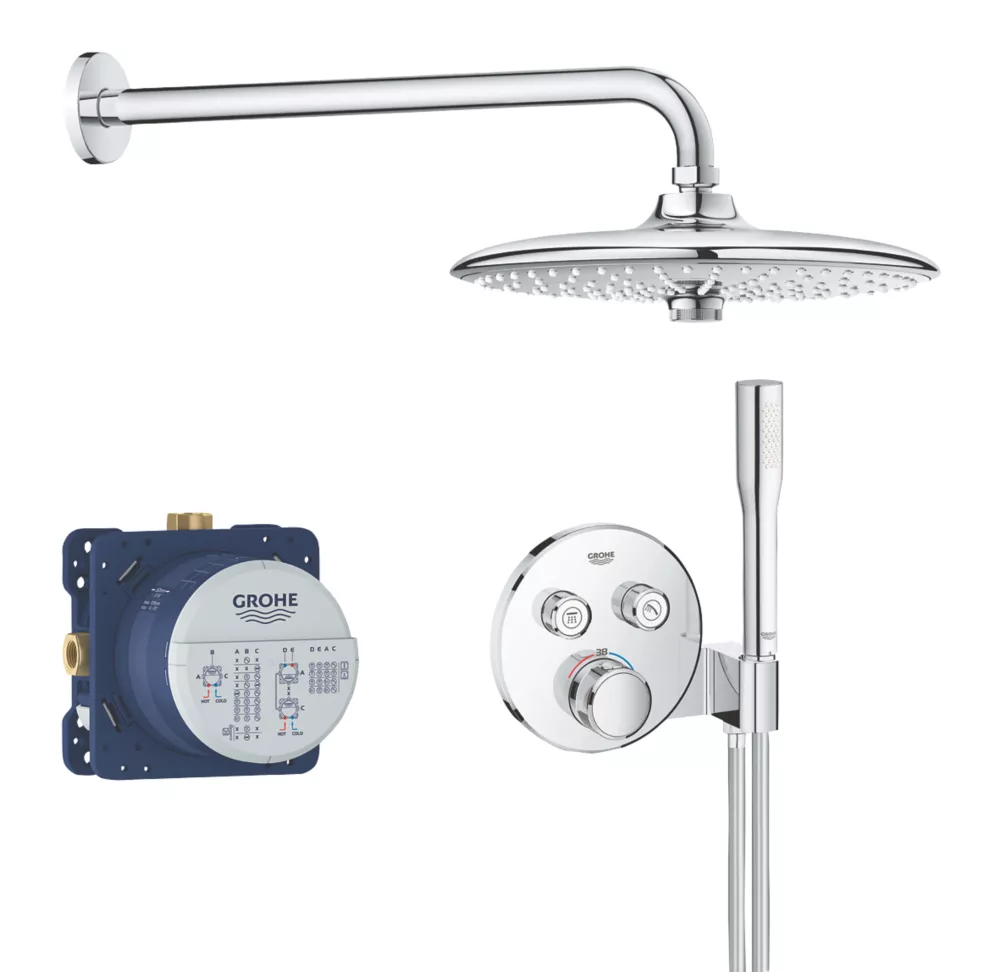 Grohe Grohtherm SmartControl Perfect Rear-Fed Concealed Chrome Thermostatic Shower Set