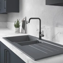 Abode Xcite 1.5 Bowl Granite Composite Kitchen Sink Grey Metallic Reversible 1000 X 500mm 5 Abode Xcite 1.5 Bowl Granite Composite Kitchen Sink Grey Metallic Reversible 1000 X 500mm -Zenith Shop 116PH A2