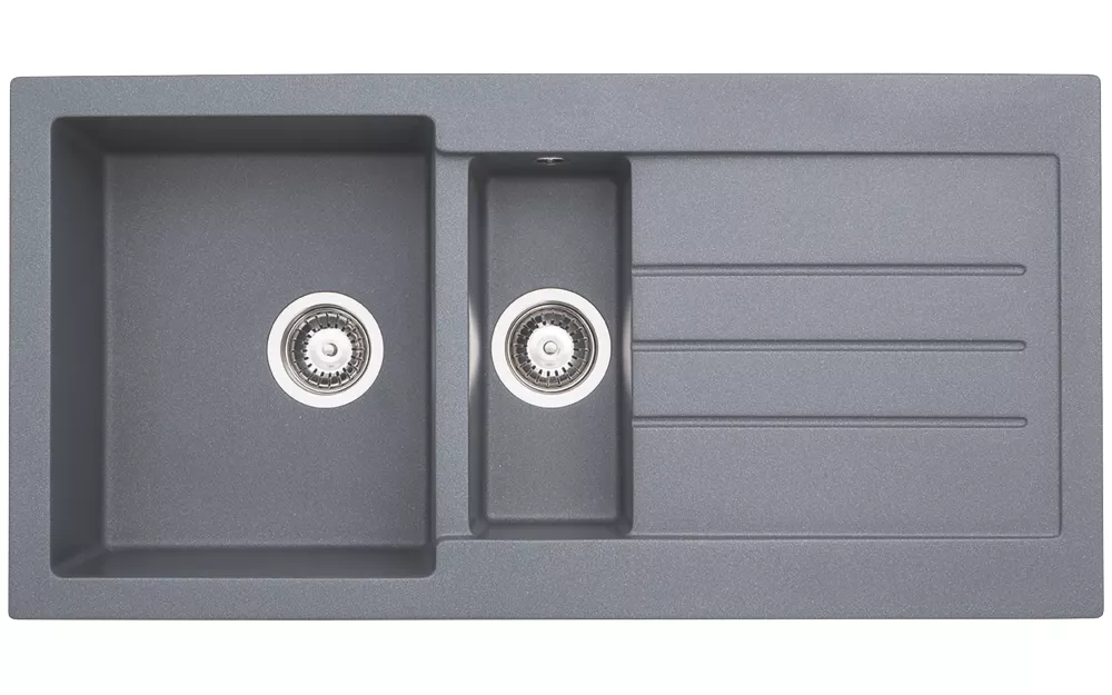 Abode Xcite 1.5 Bowl Granite Composite Kitchen Sink Grey Metallic Reversible 1000 X 500mm 1 Abode Xcite 1.5 Bowl Granite Composite Kitchen Sink Grey Metallic Reversible 1000 X 500mm