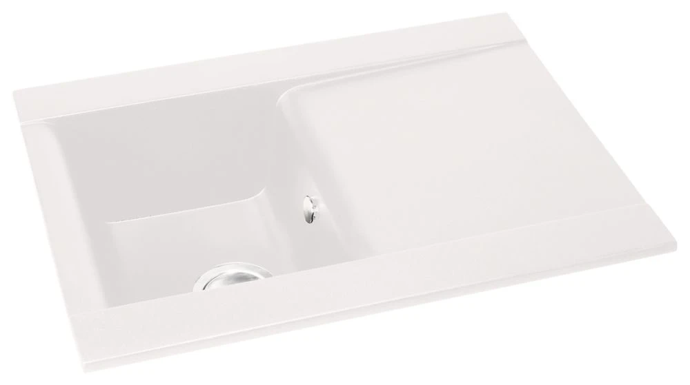 Abode Aspekt 1 Bowl Granite Composite Kitchen Sink White Reversible 716 X 500mm