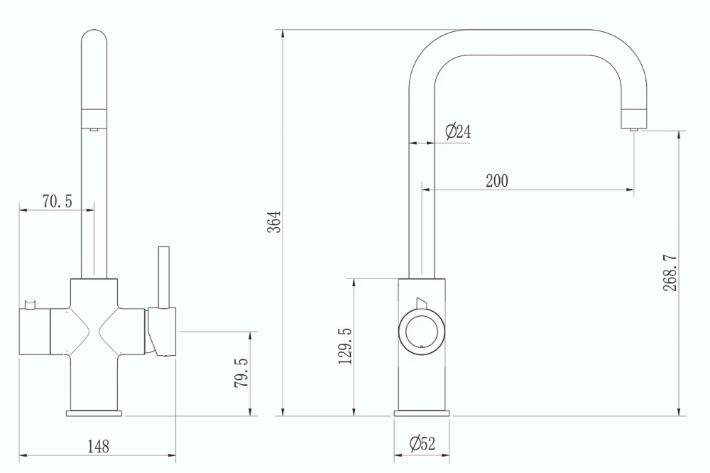ETAL Single Lever 3-in-1 Hot Water Kitchen Tap Copper - Image 4