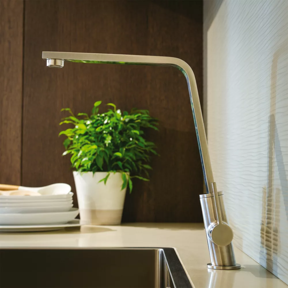 Abode Linear Flair Kitchen Mixer Tap Brushed Nickel - Image 2