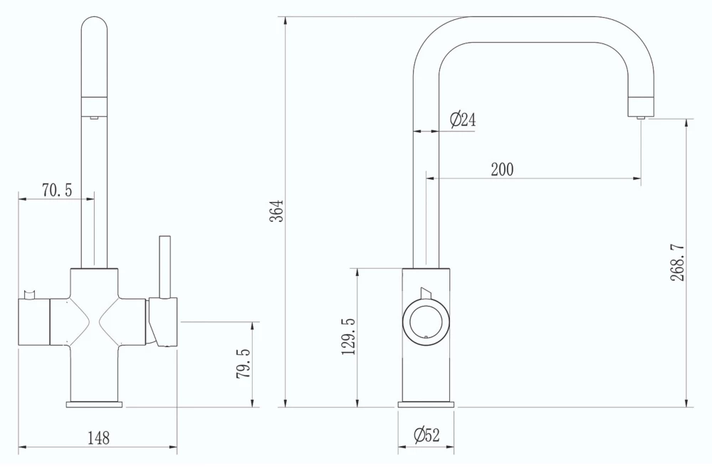 ETAL 4-in-1 Instant Hot Water Kitchen Tap Brushed Brass - Image 4
