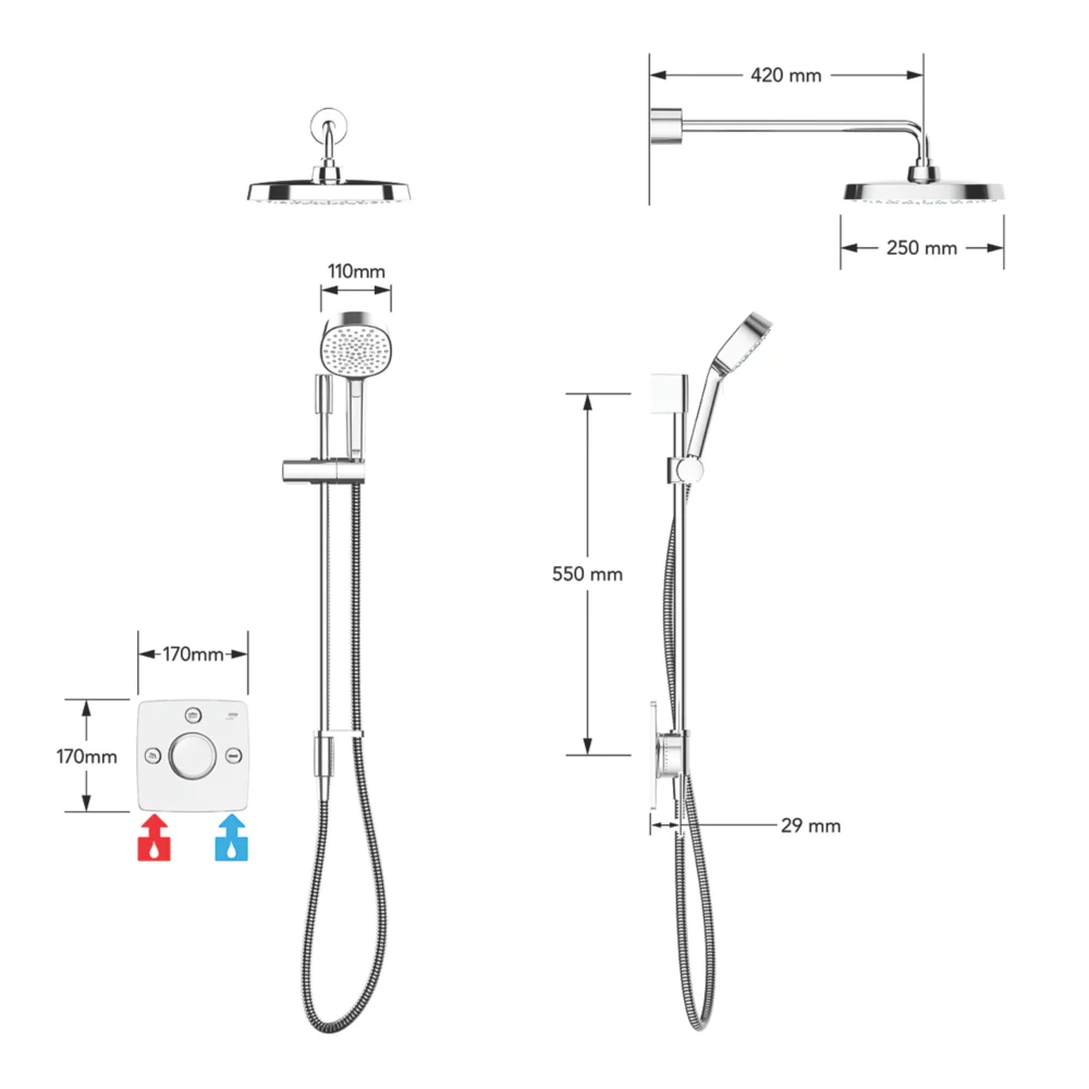 Mira Evoco Rear-Fed Concealed Chrome Thermostatic Built-In Mixer Shower & Bath Fill - Image 4