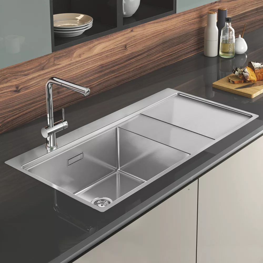 Clearwater Xeron 1 Bowl Stainless Steel Kitchen Sink With RH Single Drainer 1000 X 520mm - Image 2