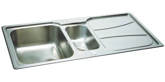 Carron Phoenix Zeta 1.5 Bowl Stainless Steel Reversible Inset Sink & Drainer 1030 X 510mm