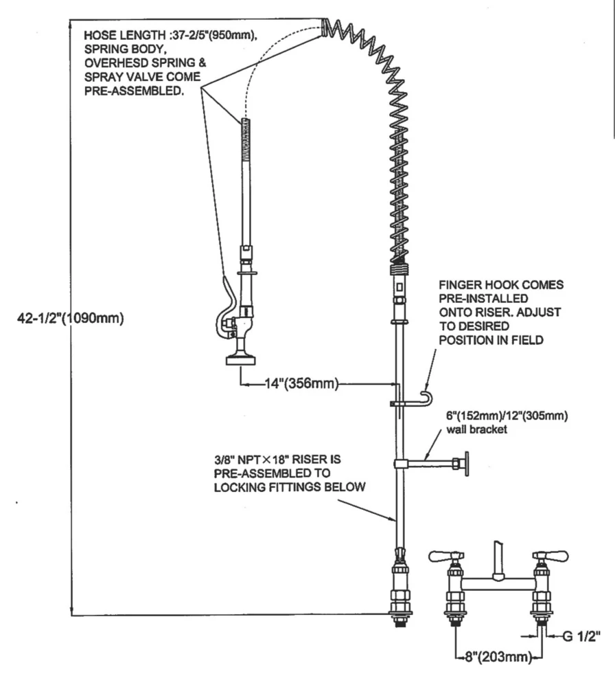 Franke Pre-Rinse Spray SCRF1062X Bridge Overhead Pull-Out Mono Mixer Chrome - Image 2