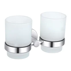 Aqualux Perth Double Tumbler Holder With Glass Chrome