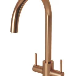 ETAL Dart Twin Lever Kitchen Mixer Tap Brushed Copper