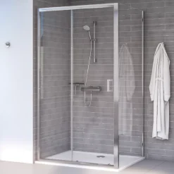 Aqualux Edge 8 Semi-Frameless Rectangular Shower Enclosure Reversible Left/Right Opening Polished Silver 1700 X 700 X 2000mm