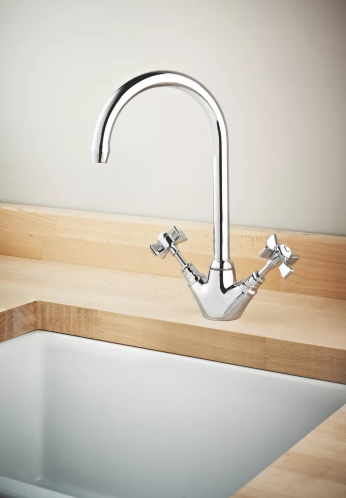 Swirl Premium High Neck Monobloc Mixer Kitchen Tap Chrome - Image 2