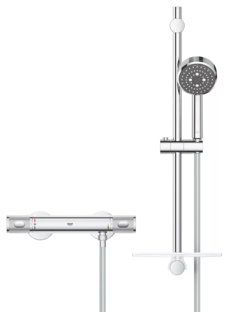 Grohe Precision Feel HP Rear-Fed Exposed Chrome Thermostatic Bar Mixer Shower - Image 2
