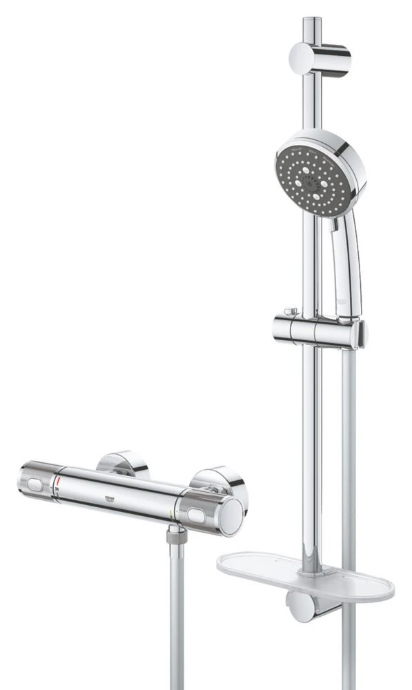 Grohe Precision Feel HP Rear-Fed Exposed Chrome Thermostatic Bar Mixer Shower - Image 3