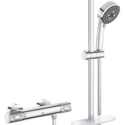 Grohe Precision Feel HP Rear-Fed Exposed Chrome Thermostatic Bar Mixer Shower