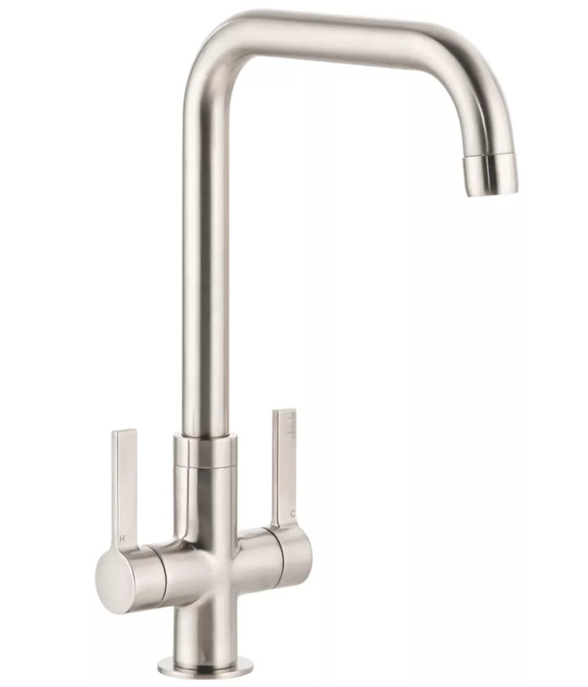 Abode Pico Quad Dual-Lever Mono Mixer Kitchen Tap Brushed Nickel