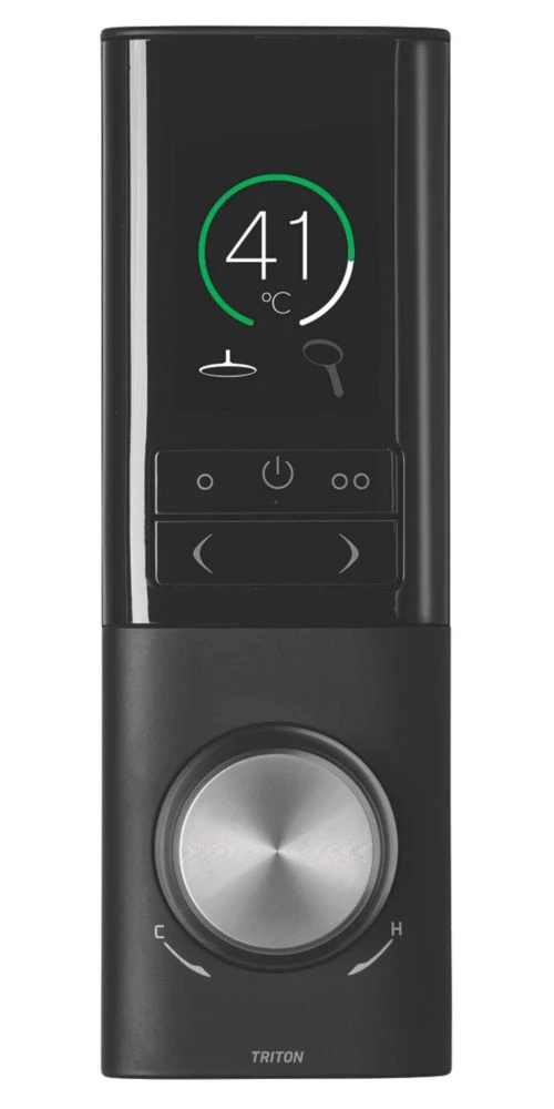 Triton H2ome HP/Combi Ceiling & Rear Fed Dual Outlet Chrome / Black Thermostatic Digital Shower - Image 3