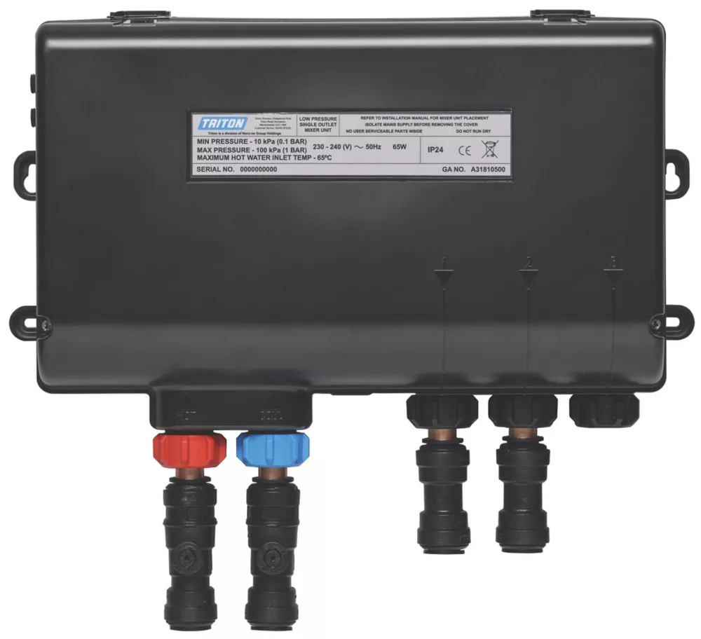 Triton H2ome HP/Combi Ceiling & Rear Fed Dual Outlet Chrome / Black Thermostatic Digital Shower - Image 4