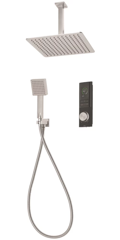 Triton H2ome HP/Combi Ceiling & Rear Fed Dual Outlet Chrome / Black Thermostatic Digital Shower
