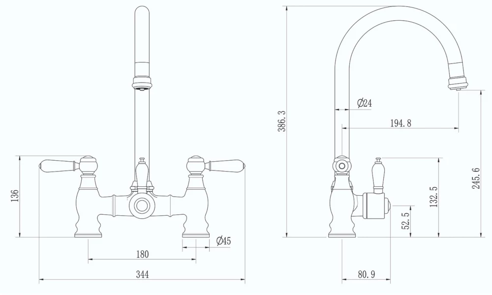 ETAL Traditional Bridge 3-in-1 Hot Water Kitchen Tap Gold - Image 4