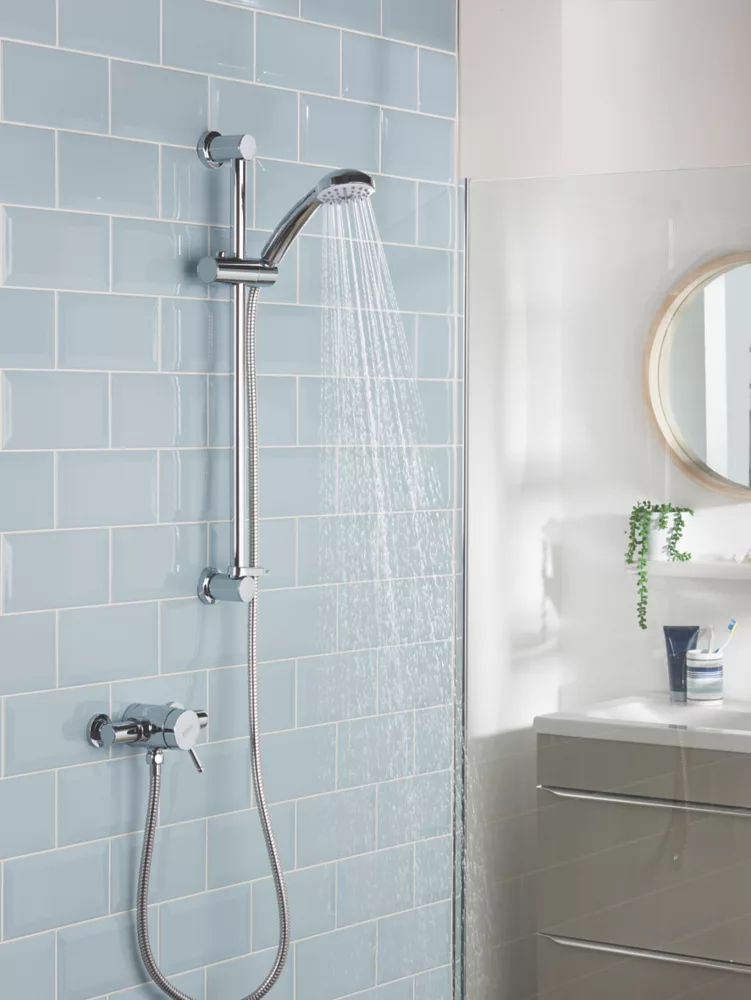 Bristan Strato Rear-Fed Exposed Chrome Thermostatic Mini-Valve Mixer Shower With Adjustable Riser Kit - Image 2