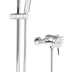 Bristan Strato Rear-Fed Exposed Chrome Thermostatic Mini-Valve Mixer Shower With Adjustable Riser Kit
