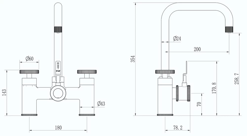 ETAL Industrial Bridge 3-in-1 Hot Water Kitchen Tap Matt Black - Image 4