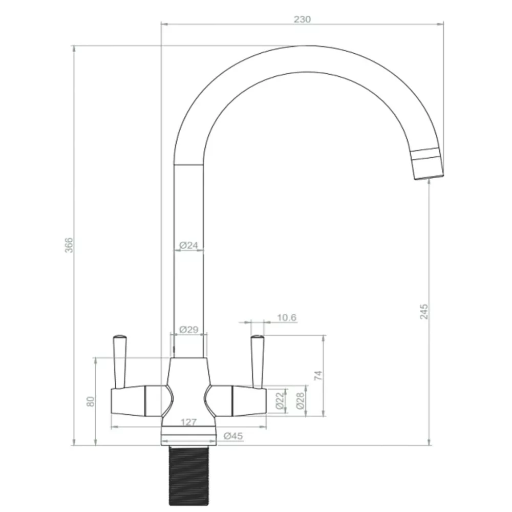 ETAL Wick Twin Lever Kitchen Mixer Tap Brushed Copper - Image 3