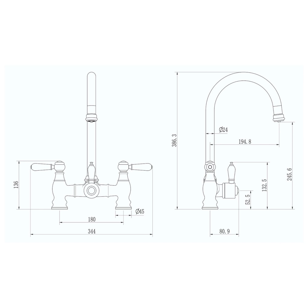 ETAL Traditional Bridge 3-in-1 Hot Water Kitchen Tap Gun Metal - Image 4