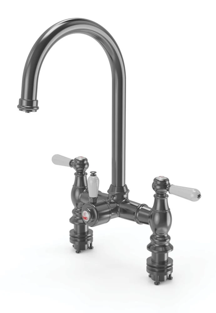 ETAL Traditional Bridge 3-in-1 Hot Water Kitchen Tap Gun Metal