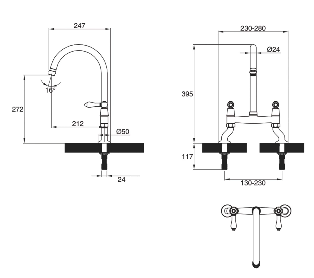 Clearwater Elegance Dual-Lever Mixer Tap Brushed Nickel PVD - Image 2