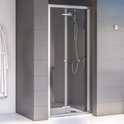 Aqualux Edge 6 Semi-Frameless Square Bi-Fold Shower Door Polished Silver 900 X 1900mm