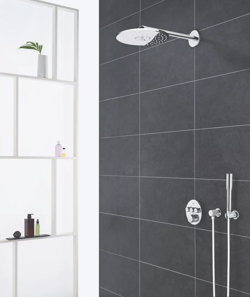 Grohe Grohtherm SmartControl 3 Button Round With Rainshower SmartActive 310 Rear-Fed Concealed Chrome Thermostatic Shower Set - Image 2
