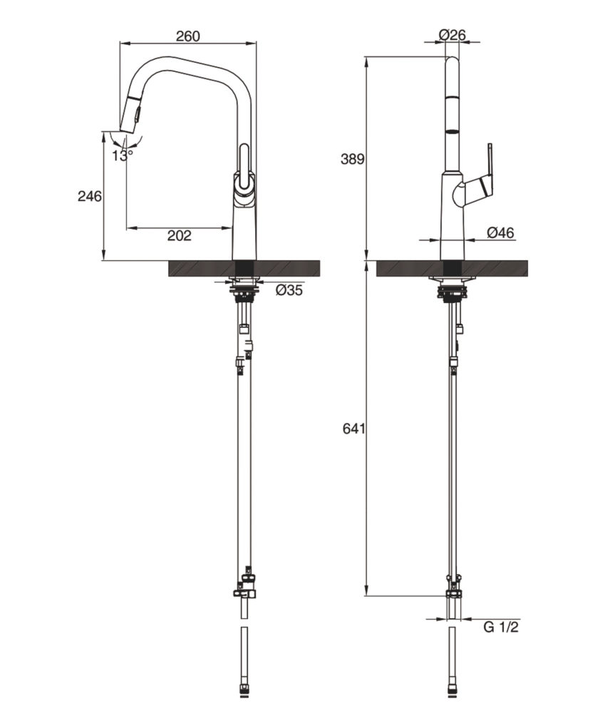 Clearwater Santor SAN20MB Single Lever Tap With Twin Spray Pull-Out Matt Black - Image 4