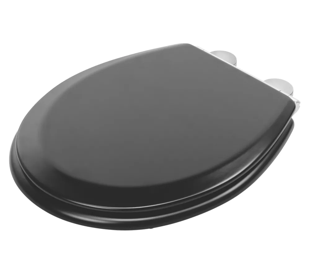 Croydex Lene Soft-Close With Quick-Release Toilet Seat Moulded Wood Black - Image 2