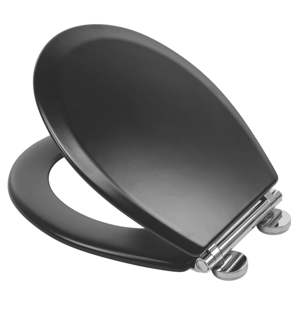 Croydex Lene Soft-Close With Quick-Release Toilet Seat Moulded Wood Black