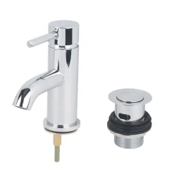 Swirl Ola Basin Mono Mixer Tap With Clicker Waste Chrome