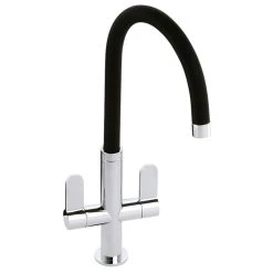 Abode Linear Nero Kitchen Mixer Tap (Dual Lever) Black & Chrome