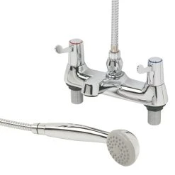 Essentials 1/4 Turn Dual Commercial Lever Bath/Shower Mixer Bathroom Tap Chrome