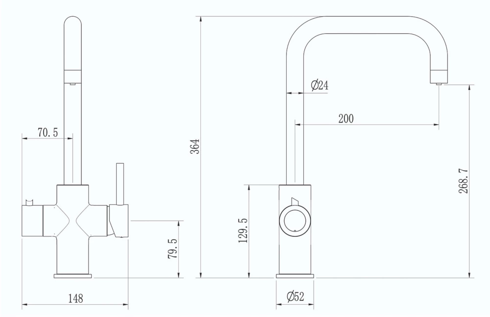 ETAL 4-in-1 Instant Hot Water Kitchen Tap Gold - Image 4