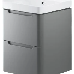 Essentials Wall-Hung Vanity Unit & Basin Grey Matt 500 X 460 X 662mm