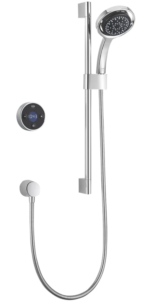 Mira Platinum Gravity-Pumped Rear-Fed Single Outlet Black / Chrome Thermostatic Wireless Digital Mixer Shower