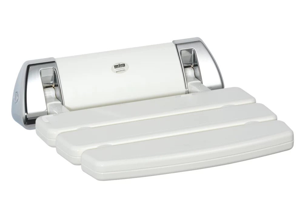 Mira Wall-Mounted Shower Seat White / Chrome