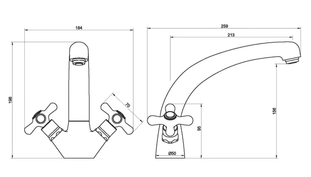 Swirl Traditional Sink-Mounted Mono Mixer Kitchen Tap Chrome - Image 3
