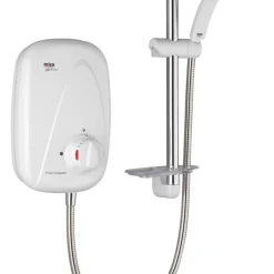 Mira Go Rear-Fed White / Chrome Thermostatic Power Shower