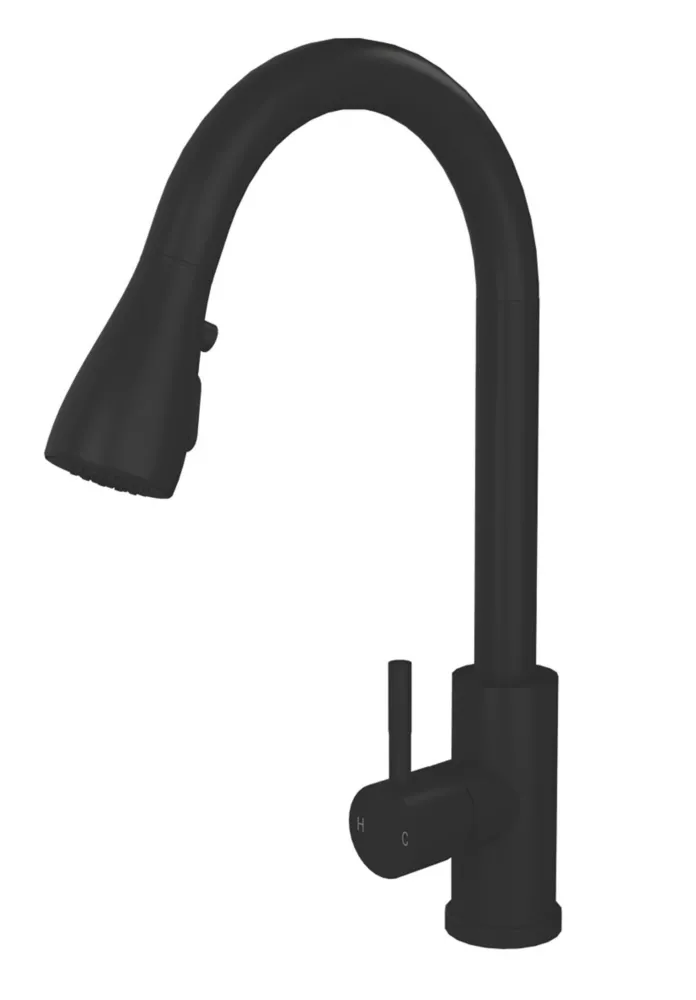 ETAL Bucks Pull-Out Spray Mixer Tap Matt Black - Image 2
